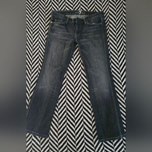 7 For All Mankind Women's Distressed Black Boot Cut Jeans